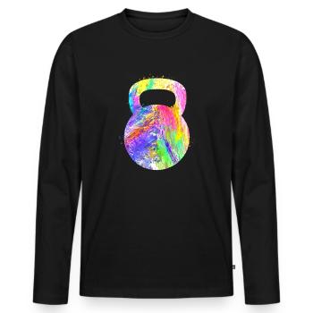 Kettlebell Workout Fitness Training - Men's Premium Organic Long Sleeve Shirt - black - Front - Nico (187cm)