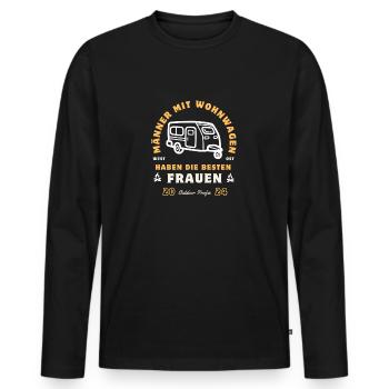 Männer mit Wohnwagen haben die schönsten Frauen! - Männer Premium Bio Langarmshirt - Schwarz - Vorne - Nico (187cm)