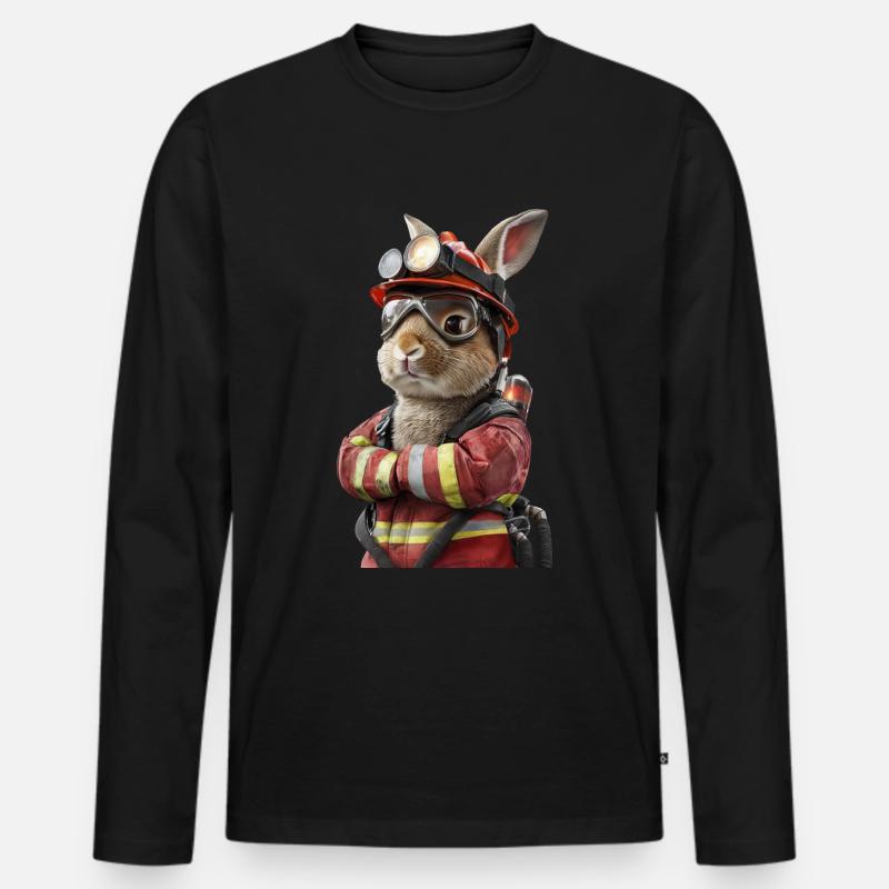 Kaninchen - Männer Premium Bio Langarmshirt - Schwarz