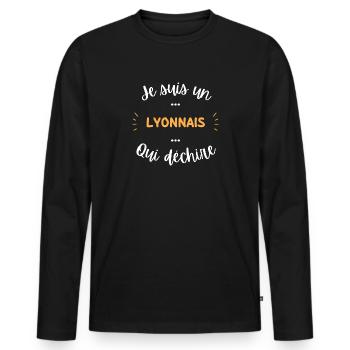 Je suis lyonnais qui déchire - T-shirt manches longues Premium bio Homme - noir - Devant - Nico (187cm)