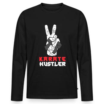 Karate Black Belt Gi Uniform - Männer Premium Bio Langarmshirt - Schwarz - Vorne - Nico (187cm)