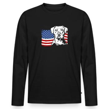 Dogue Argentin US Amérique Drapeau Chiens Wilsigns - T-shirt manches longues Premium bio Homme - noir - Devant - Nico (187cm)