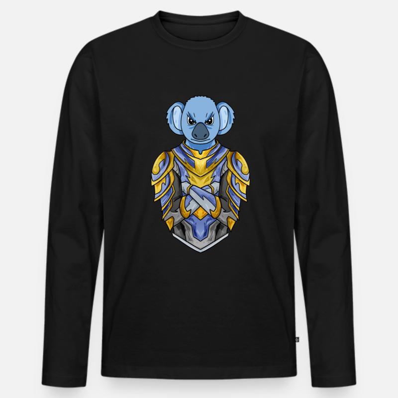 Ritter Koala Kreuzritter - Männer Premium Bio Langarmshirt - Schwarz