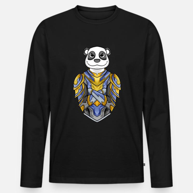 Ritter Panda cool - Männer Premium Bio Langarmshirt - Schwarz