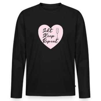 Sekt Sleep Repeat JGA Abschied HEN Party - Männer Premium Bio Langarmshirt - Schwarz - Vorne - Nico (187cm)