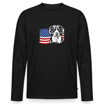 Entlebucher Mountain Dog US Amérique Drapeau Wilsigns - T-shirt manches longues Premium bio Homme - noir - Devant - Nico (187cm)