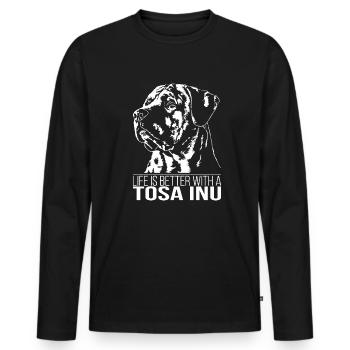TOSA INU la vie est meilleure Hundespruch Hunde - T-shirt manches longues Premium bio Homme - noir - Devant - Nico (187cm)