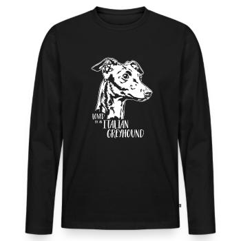 Loved by an ITALIAN GREYHOUND Hundespruch Wilsigns - Männer Premium Bio Langarmshirt - Schwarz - Vorne - Nico (187cm)