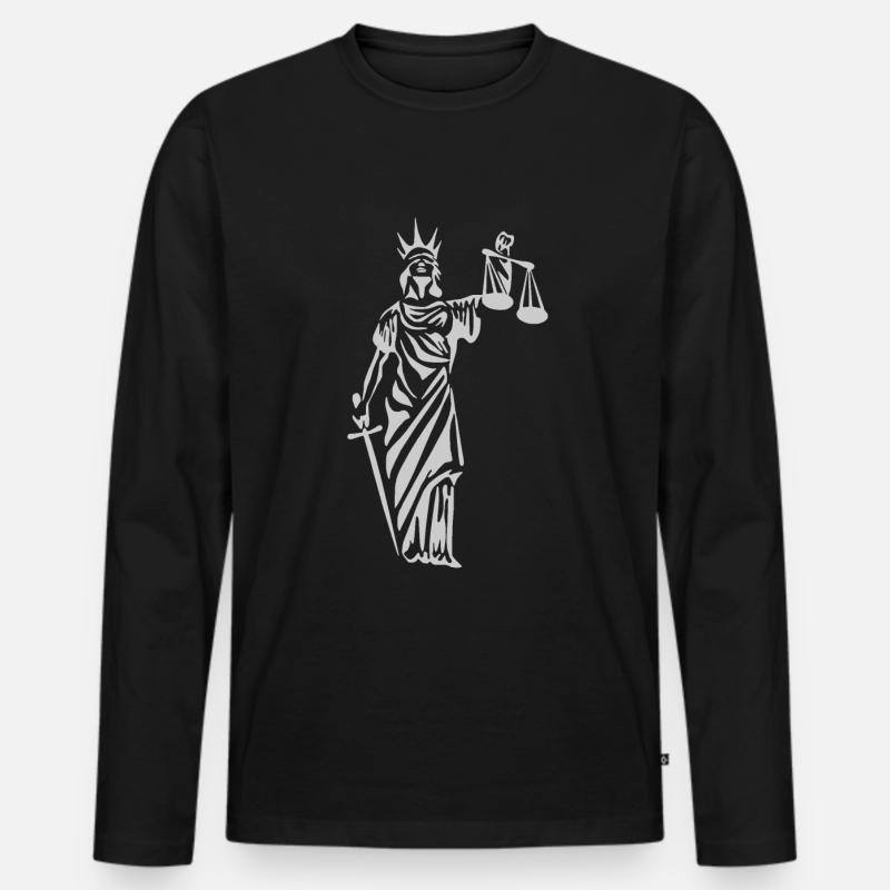 Justitia - Männer Premium Bio Langarmshirt - Schwarz