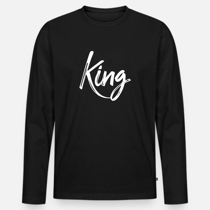 King - Männer Premium Bio Langarmshirt - Schwarz