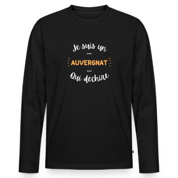 Je suis un auvergnat qui déchire - T-shirt manches longues Premium bio Homme - noir - Devant - Nico (187cm)