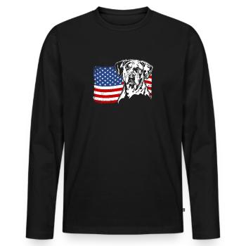 Catahoula Chien Léopard Amérique Drapeau Chiens Wilsigns - T-shirt manches longues Premium bio Homme - noir - Devant - Nico (187cm)