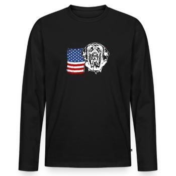 Mastiff anglais US Amérique drapeau chiens Wilsigns - T-shirt manches longues Premium bio Homme - noir - Devant - Nico (187cm)