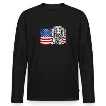 Allemand à poil dur US Amérique drapeau chiens Wilsigns - T-shirt manches longues Premium bio Homme - noir - Devant - Nico (187cm)