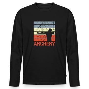 Bogenschießen Retro Look - Männer Premium Bio Langarmshirt - Schwarz - Vorne - Nico (187cm)
