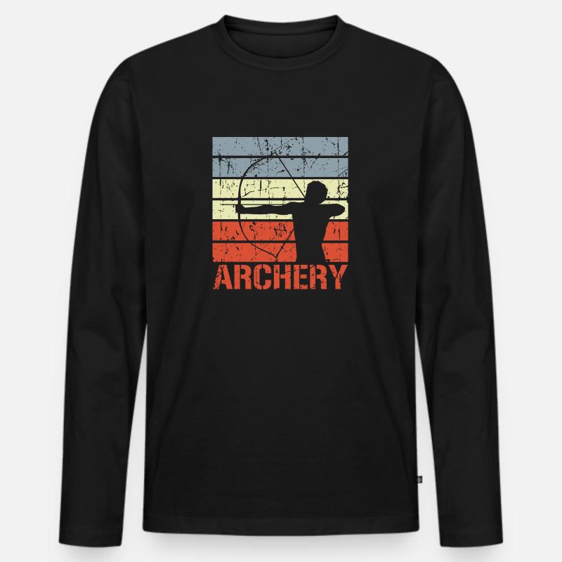 Bogenschießen Retro Look - Männer Premium Bio Langarmshirt - Schwarz