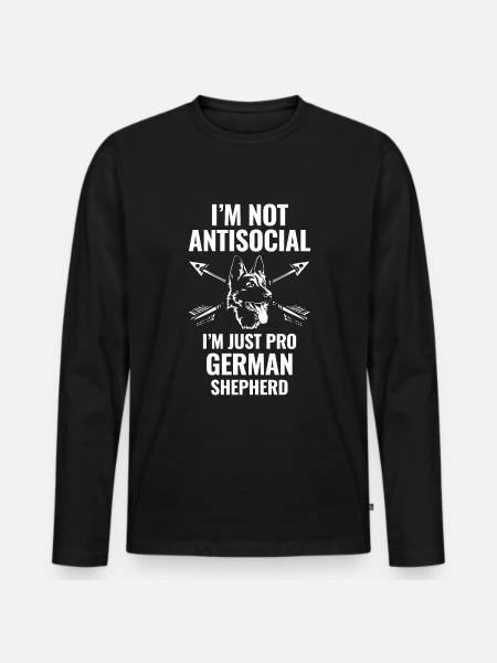 Ich bin nicht asozial, ich bin nur für den Deutschen Schäferhund - Männer Premium Bio Langarmshirt - Schwarz