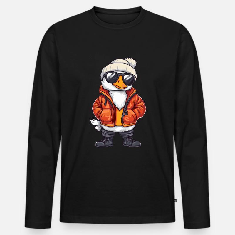 Goose Cool Comic - Men's Premium Organic Long Sleeve Shirt - black