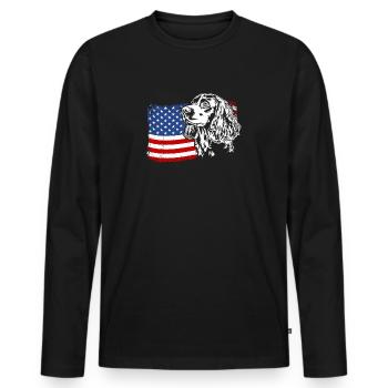 Boykin Epagneul US Amérique Flag Dogs Wilsigns - T-shirt manches longues Premium bio Homme - noir - Devant - Nico (187cm)