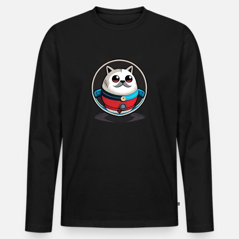 Runder Hund mit Schnurrbart - Männer Premium Bio Langarmshirt - Schwarz