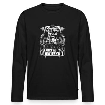Landwirt - Held - Männer Premium Bio Langarmshirt - Schwarz - Vorne - Nico (187cm)