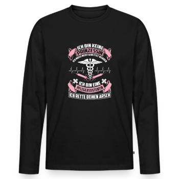 Assistant/e soins - princesse - T-shirt manches longues Premium bio Homme - noir - Devant - Nico (187cm)