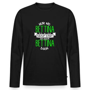 BETTINA die Echte - Männer Premium Bio Langarmshirt - Schwarz - Vorne - Nico (187cm)