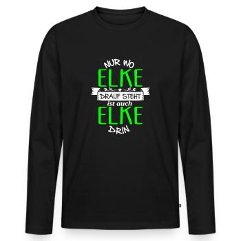 ELKE die Echte - Männer Premium Bio Langarmshirt - Schwarz - Vorne - Nico (187cm)