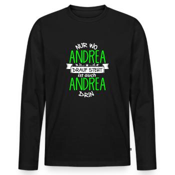 ANDREA die Echte - Männer Premium Bio Langarmshirt - Schwarz - Vorne - Nico (187cm)