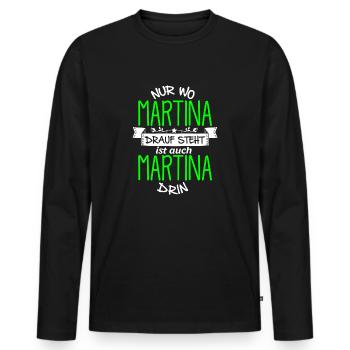 MARTINA die Echte - Männer Premium Bio Langarmshirt - Schwarz - Vorne - Nico (187cm)