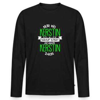 KERSTIN die Echte - Männer Premium Bio Langarmshirt - Schwarz - Vorne - Nico (187cm)