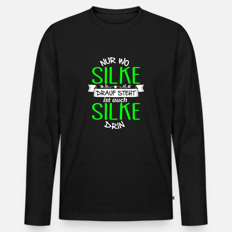 SILKE die Echte - Männer Premium Bio Langarmshirt - Schwarz