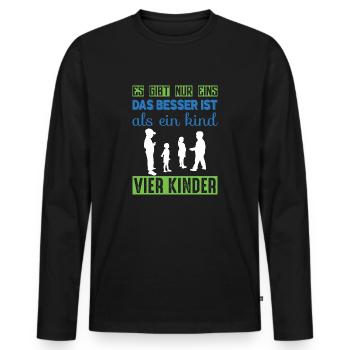 Vier Kinder - Männer Premium Bio Langarmshirt - Schwarz - Vorne - Nico (187cm)