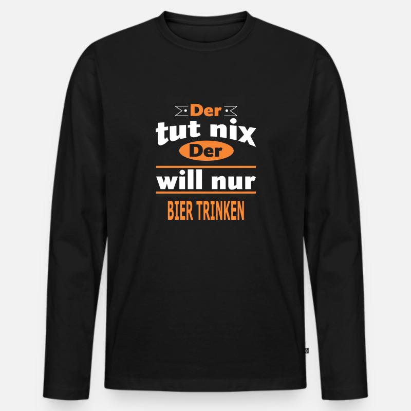 BIER TRINKEN - Männer Premium Bio Langarmshirt - Schwarz