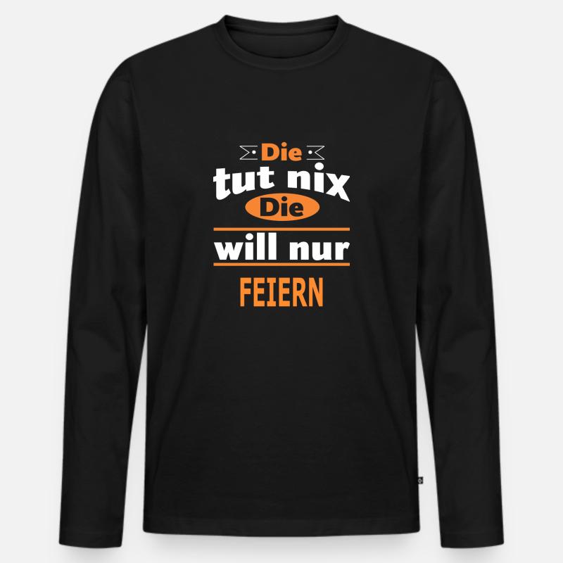 FEIERN - Männer Premium Bio Langarmshirt - Schwarz