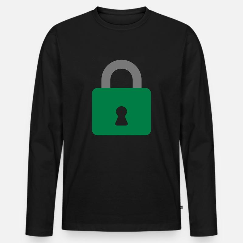 Vorhängeschloss - Männer Premium Bio Langarmshirt - Schwarz