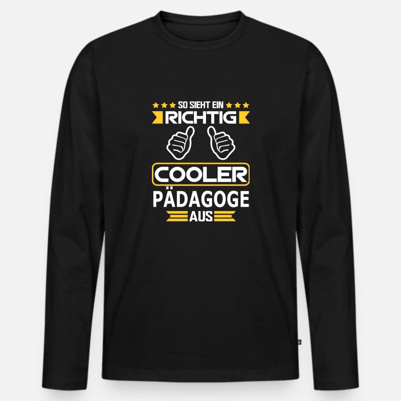 PÄDAGOGE - Männer Premium Bio Langarmshirt - Schwarz