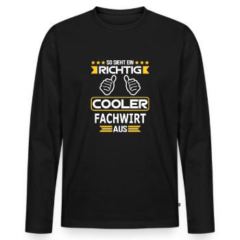 FACHWIRT - Männer Premium Bio Langarmshirt - Schwarz - Vorne - Nico (187cm)