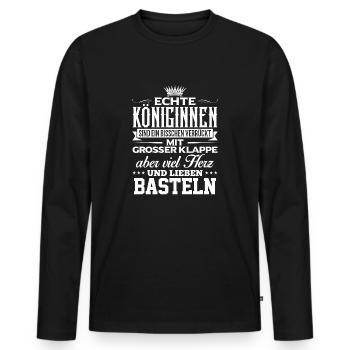 BASTELN - liebe - Männer Premium Bio Langarmshirt - Schwarz - Vorne - Nico (187cm)