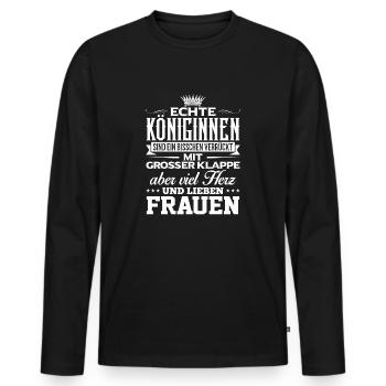 FRAUEN - liebe - Männer Premium Bio Langarmshirt - Schwarz - Vorne - Nico (187cm)