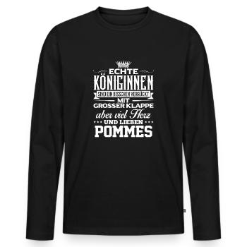 POMMES - liebe - Männer Premium Bio Langarmshirt - Schwarz - Vorne - Nico (187cm)