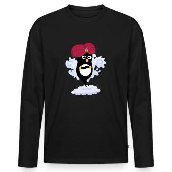 Génie Pingouin - T-shirt manches longues Premium bio Homme - noir - Devant - Nico (187cm)