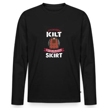 Kilt tartan scottish scotland gift - Men's Premium Organic Long Sleeve Shirt - black - Front - Nico (187cm)