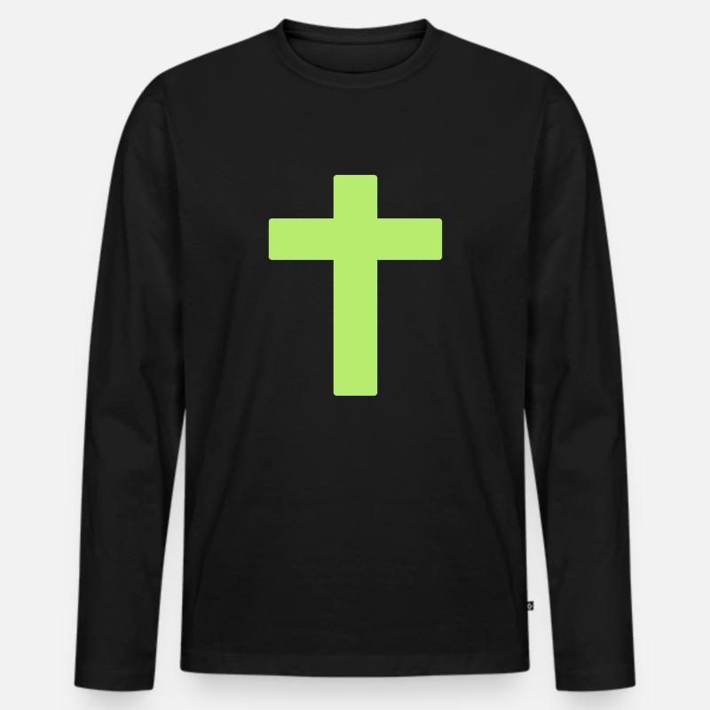 cross - Männer Premium Bio Langarmshirt - Schwarz