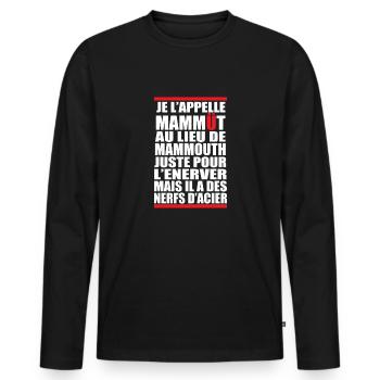 NerfsAcier - T-shirt manches longues Premium bio Homme - noir - Devant - Nico (187cm)