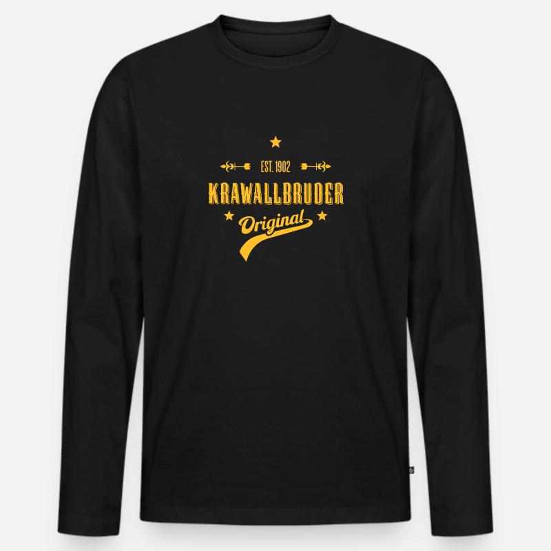Krawallbruder - Männer Premium Bio Langarmshirt - Schwarz