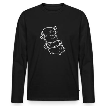 Cat - cute kittens - Kitty - Kittens - Men's Premium Organic Long Sleeve Shirt - black - Front - Nico (187cm)