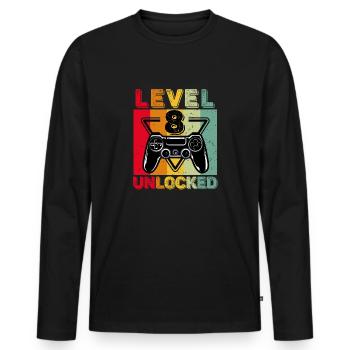 Level 8 unlocked unlocked gamer 8 years old - Men's Premium Organic Long Sleeve Shirt - black - Front - Nico (187cm)