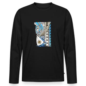 Vaa pirogue tahitienne - T-shirt manches longues Premium bio Homme - noir - Devant - Nico (187cm)