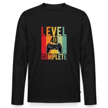 40e anniversaire 40 ans 1981 Gaming Level Complete - T-shirt manches longues Premium bio Homme - noir - Devant - Nico (187cm)
